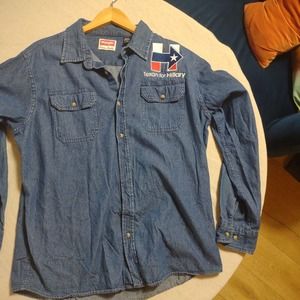 Texans for Hilary Wrangler Denim Button Up Western Wear Memoribilia